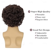 abordables Perruque homme-perruque homme perruque courte bouclée perruque synthétique de remplacement de costume pour hommes