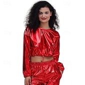 preiswerte Oberteile-1980er HipHop Glänzend Metallisch Bauchfreies Top Sweatshirt Disco Damen Karnevalskostüm Karneval Leistung Party Pride Parade Erwachsene Oberteil