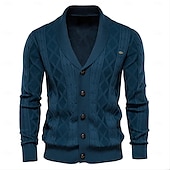 economico Maglioni e Cardigan Elite da Uomo-Per uomo Cardigan Maglia Patchwork Cerniera Tinta unica Colletto arrotolato Maglieria Elegante Scuola Allenamento Abbigliamento Autunno Inverno Rosso marrone Nero S M L