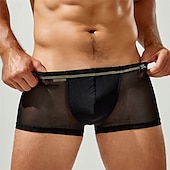 preiswerte Boxershorts für Herren-Herren 1 pc Unterwäsche Boxer Boxer-Shorts Patchwork Chinlon Atmungsaktiv Weich Komfortabel Farbblock Mittlere Hüfthöhe Schwarz Weiß