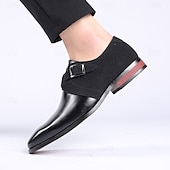 economico Semi-formale-scarpe da uomo con cinturino alla caviglia in pelle sintetica e pelle scamosciata bicolore – eleganti scarpe eleganti con fibbia per occasioni formali