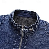 levne Pánské bundy a kabáty-Pánské Lehká bunda Jean bunda Kot Ceketler Formální Domů Rüzgarlık Zip Jaro Podzim Zima Pevná barva Módní Stojáček Standardní Černá Vodní modrá Saka