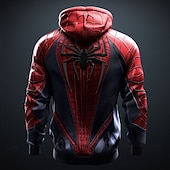 baratos moletons 3d masculinos-Homens SPIDER Moletons Moletom Casacos Moletom com capuz Gola Redonda Moda Impressão 3D Festa Feriado Streetwear Vermelho Com Cordão Outono Inverno Designer