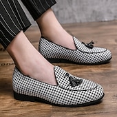 preiswerte Lässig-elegante Herren-Loafer mit Hahnentrittmuster und Quaste - perfekt für Hochzeiten und Partys