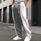 cheap Sweatpants-Men&#039;s Christmas Pants Sweatpants Trousers Straight Leg Sweatpants Pocket Drawstring Elastic Waist Color Block Cross Comfort Christmas Sports Outdoor Fashion Casual Black Dark Blue Micro-elastic
