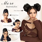 abordables Chignons-chignons Chignon A Clipser Cheveux Synthétiques Pièce de cheveux Extension des cheveux Bouclé Soirée du quotidien Usage quotidien Rouge Bordeaux Marron Grise