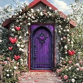 abordables Bannières de Garage et de Porte-Wedding Outdoor Decorations Door Covers Door Tapestry Door Curtain Decoration Backdrop Indoor/Outdoor Door Banner for Front Door Farmhouse Hearts