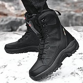 baratos Botas de combate-botas táticas de inverno masculinas – botas de neve quentes, forradas com pele sintética, impermeáveis, de cano alto e com sola antiderrapante, ideais para caminhadas ao ar livre e clima frio