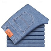 cheap Men&#039;s Elite Pants-Men&#039;s 100% Cotton Jeans Solid Color Full Length Outdoor Casual Daily Vintage Fashion Blue Light Blue Micro-elastic