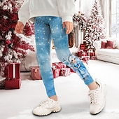 abordables pantalones navideños para niños-Chica 3D Graphic Caricatura Pantalones navideños Pantalones Polainas Primavera Otoño Activo Básico Niños 4-12 años Exterior Casual Diario Ajuste regular