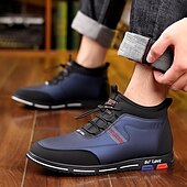 baratos Ténis para Homem-tênis casuais masculinos forrados e quentes de inverno – sapatos de cano alto com cadarço à prova d&#039;água e forro de pelúcia, sola antiderrapante, ideal para atividades ao ar livre e clima frio