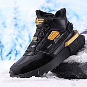economico Sneakers da uomo-sneakers alte invernali da uomo con fodera in pelliccia sintetica – caldi stivali da neve con lacci per attività all&#039;aperto, suola impermeabile e antiscivolo, elegante design beige