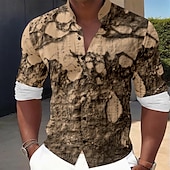 economico Camicie stampate da uomo-Per uomo Stampa 3D Camicie Camicia con bottoni Manica lunga Affari casual Da mare Ufficio Giornaliero Estate Primavera &amp; Autunno A fascia collare del nonno Stampa 3D Nero Bianco Marrone chiaro Grigio