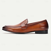 abordables Mocassins en cuir de qualité supérieure-mocassins classiques en cuir marron pour hommes – chaussures habillées à enfiler en cuir de vachette de qualité supérieure pour les occasions professionnelles et formelles