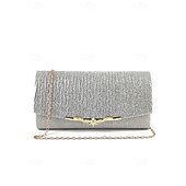 economico Clutch e borsette da sera-elegante pochette da sera con glitter oro - borsa da festa da donna con tracolla a catena e accento decorativo in metallo per matrimoni ed eventi formali