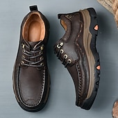 economico Semi-formale-scarpe da trekking da uomo in similpelle marrone con chiusura a lacci - comode e resistenti, perfette per le avventure all&#039;aria aperta