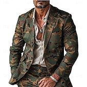 cheap Men&#039;s Printed Blazers-Men&#039;s Camo Long Sleeve Turndown Vintage Casual Outdoor Street Daily Buttons 3D Print Multi Pocket