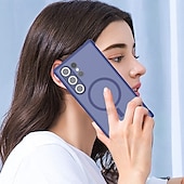Недорогие Чехлы для Samsung-телефон Кейс для Назначение S24 Ultra S24 Plus S24 S24 ФЭ S25 Ультра Кейс на заднюю панель Магнитный Поддержка беспроводной зарядки Защита от удара Ретро ТПУ