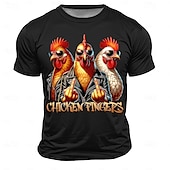 billiga T-shirts med djurmönster-Herr Tupp T-shirt Kortärmad T-shirt 3D-tryck Rund hals Skjorta Mode Fritids- Gata Utomhussport Dagligen Svart Vit Rubinrött Sommar Vår Kläder S M L XL XXL XXXL