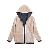 abordables chaqueta con capucha-Mujer Abrigo de invierno Chaqueta de sherpa Chaqueta con capucha Exterior Calle Ropa Cotidiana Otoño Invierno Regular Abrigo Ajuste regular Mantiene abrigado Transpirable Elegante Casual Chaquetas