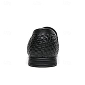 voordelige Semi-formeel-Bruine imitatieleren penny loafers voor heren met geweven bovenkant en rubberen zool - comfortabel en stijlvol voor zakelijke casual of smart casual outfits