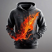 Homens Labareda Moletons Moletom Moda Legal Manga Longa Gola Redonda Festa Feriado Streetwear Preto Cinzento Preto Com Cordão Outono Inverno Designer baratos Padrão 3D-Homens Labareda Moletons Moletom Moda Legal Manga Longa Gola Redonda Festa Feriado Streetwear Preto Cinzento Preto Com Cordão Outono Inverno Designer