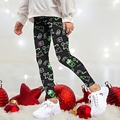 tanie Dziewczęce kostiumy na Halloween-Legginsy dziewczęce z grafiką 3D na Halloween, wiosna, jesień, aktywne, podstawowe, dziecięce, 4-12 lat, na zewnątrz, codzienne, regularne, krój