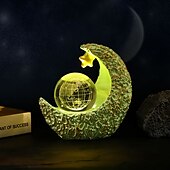رخيصةأون أضواء الديكور-مصباح ليلي ثلاثي الأبعاد على شكل كرة بلورية بضوء دافئ على شكل مجرة وقمر ونجمة متوهجة منحوتة داخلية هدية رمضان وعيد الحب مزود طاقة USB قطعة واحدة