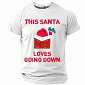 abordables Tenue de Noël amusante-T-shirts de Noël amusants pour hommes, imprimés en 3D, décontractés, père Noël, fête, vacances, bleu, vert, col rond, imprimé en 3D, printemps&amp;amp;chemise de créateur d&#039;été