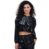 preiswerte Oberteile-1980er HipHop Glänzend Metallisch Bauchfreies Top Sweatshirt Disco Damen Karnevalskostüm Karneval Leistung Party Pride Parade Erwachsene Oberteil