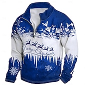 cheap Christmas Animal Outfit-New Year Christmas Men&#039;s Sweatshirt Long Sleeve Vacation Going out Streetwear Light Yellow Dark Yellow Light Blue Gray&amp;White Red2 Print Spring &amp;  Fall Designer S M L XL XXL 3XL