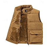 economico Capispalla Elite da Uomo-Per uomo Gilet in pile Gilet da esterno Gilet Punk Attivo Autunno Inverno Poliestere Tinta unica Dolcevita Nero Marrone chiaro Verde militare Gilet