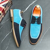 abordables Semi-formel-chaussures oxford à lacets de style vintage pour hommes – design en toile bicolore et similicuir pour une tenue formelle et décontractée