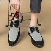 abordables Semi-formel-chaussures oxford à lacets de style vintage pour hommes – design en toile bicolore et similicuir pour une tenue formelle et décontractée