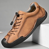 abordables Baskets-baskets décontractées en similicuir marron pour hommes avec lacets élastiques réglables - semelle antidérapante durable, coupe confortable pour un usage quotidien