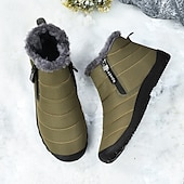 abordables Botas de invierno y nieve-Botas de nieve de invierno amarillas para hombre: impermeables, con forro de piel, cierre de cremallera, botines cálidos antideslizantes para clima frío