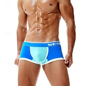 preiswerte Boxershorts für Herren-Herren 1 pc Unterwäsche Boxer Boxer-Shorts Patchwork Nylon Atmungsaktiv Weich Komfortabel Farbblock Buchstabe Mittlere Hüfthöhe Schwarz Rote