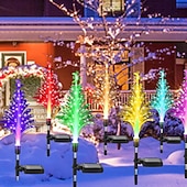 billige Julelys-2 stk solmaneter hagelys, 7 farger som skifter konstant, vanntette utendørs solenergi doble lys til jul, bryllup, hage og hageinnredning