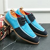 abordables Semi-formel-chaussures oxford à lacets de style vintage pour hommes – design en toile bicolore et similicuir pour une tenue formelle et décontractée