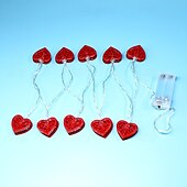 abordables Guirlandes lumineuses à piles-Guirlande lumineuse élégante pour réception de mariage, 1 pièce de 1,65 m à 10 LED, pour la Saint-Valentin, en fer, pour une demande en mariage, un festival, une atmosphère intérieure, une