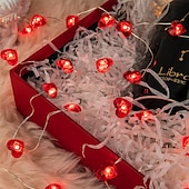 cheap Battery String Lights-Valentine&#039;s Day Decor 2M 20LED Fairy Lights Red Pink White Heart Lights String Battery Operated Valentines Decorations Heart Fairy Lights Romantic Decor Home Bedroom