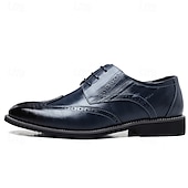 cheap Formal-Men&#039;s Classic Brown Brogue Oxford Dress Shoes – Faux Leather Lace-Up Formal Footwear for Office &amp; Events