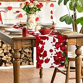 abordables Chemins de Table-chemin de table rose pour la Saint-Valentin, décoration de table florale romantique avec un élégant design de rose, parfait pour ajouter une touche d&#039;amour et d&#039;élégance à votre dîner de la