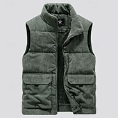 economico Capispalla Elite da Uomo-Per uomo Gilet in pile Gilet da esterno Gilet Punk Attivo Autunno Inverno Poliestere Tinta unica Dolcevita Nero Marrone chiaro Verde militare Gilet