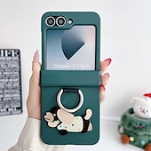 cheap Samsung Cases-Phone Case For Z Flip 6 Z Flip 5 Z Flip 4 Z Flip 3 Ring Buckle Shockproof Retro TPU Silicone