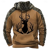 baratos moletons 3d masculinos-Homens Moletom Marrom 1# Marrom 2# Marrom 3# Com Capuz Côr Camuflagem camuflagem Impressão 3D Legal Outono Inverno Roupa Moletons Moletons