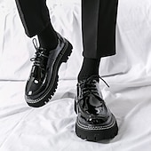 abordables Semi-formel-chaussures oxford à plateforme en similicuir verni pour hommes avec semelle crantée épaisse - chaussures formelles et décontractées élégantes pour le bureau, les événements et les fêtes