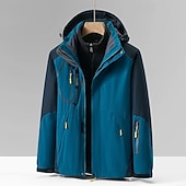 baratos Fleece &amp; Casacos 3 em 1-Homens Jaqueta Softshell Jaqueta de Trilha Inverno Ao ar livre Bloco de cor A Prova de Vento Impermeável Jaquetas 3-em-1 Jaquetas em Velocino Jaqueta corta-vento Viajar Cinzento Escuro Preto Marfim