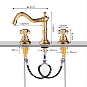 economico Rubinetti per lavandino bagno-contiene rubinetto per bagno in ottone con interruttore caldo e freddo finitura spazzolata rame antico due maniglie rubinetto per lavabo da bagno diffuso