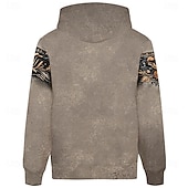 abordables Hoodies Étnicos Vintage-Hombre Impresión de pañuelo Sudaderas Sudadera Abrigos Sudadera con capucha Cuello Barco Moda Impresión 3D Fiesta Festivos Ropa de calle Gris Correa Otoño Invierno Diseñador